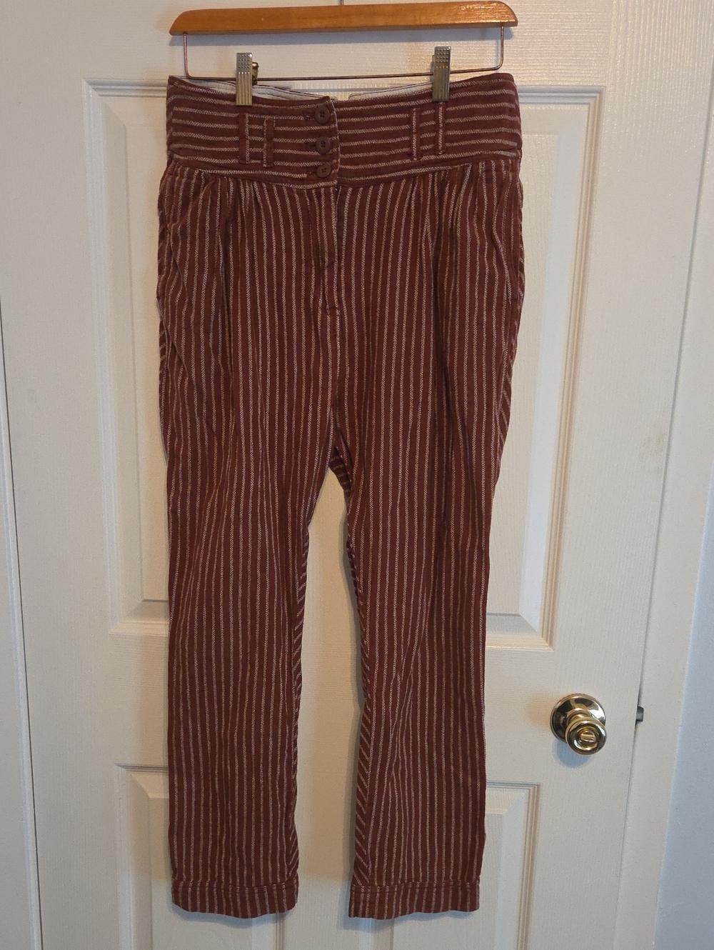 Striped Free people Pants Rust and Cream Size Small